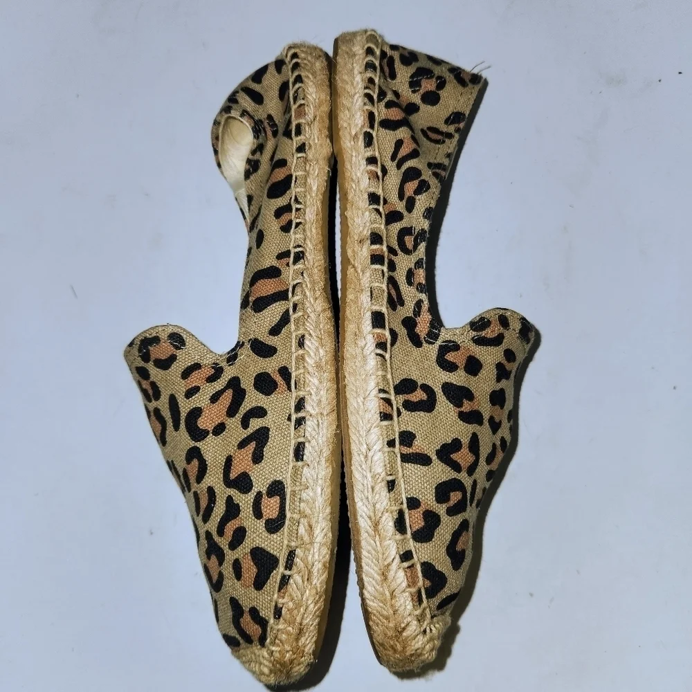 SOLUDOS Smoking Leopard Canvas Slipper Espadrilles In Maroon Black And Tan SZ 7